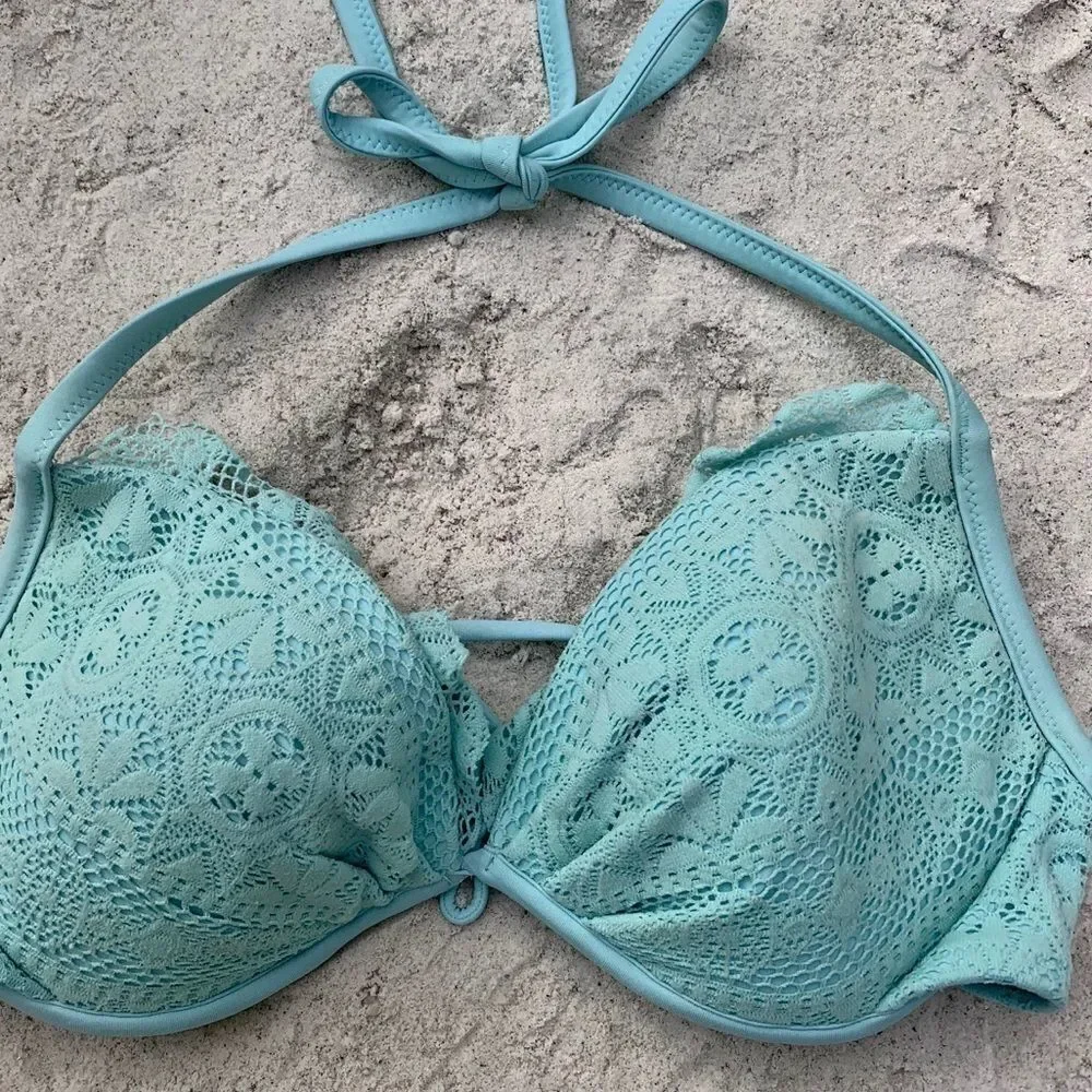 PASTEL GREEN CROCHET LINED PUSH UP UNDERWIRE 36C